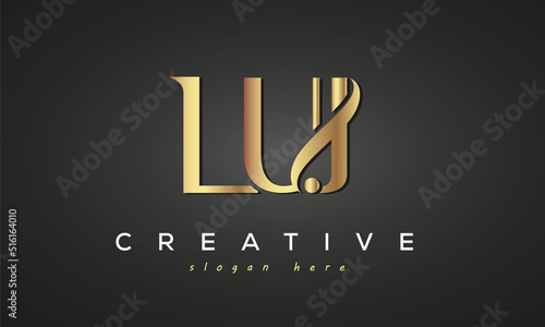 LUJ creative luxury stylish logo design with golden premium look, initial tree letters customs logo for your business and company	 photo