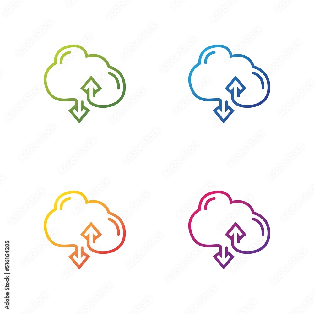 Cloud and arrow logo icon set Cloud and arrow logo icon set