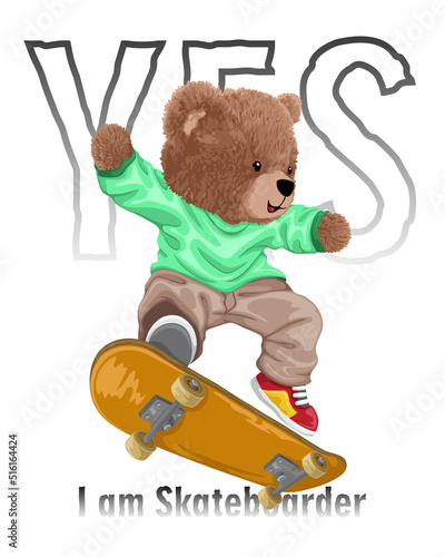 teddy bear on skateboard