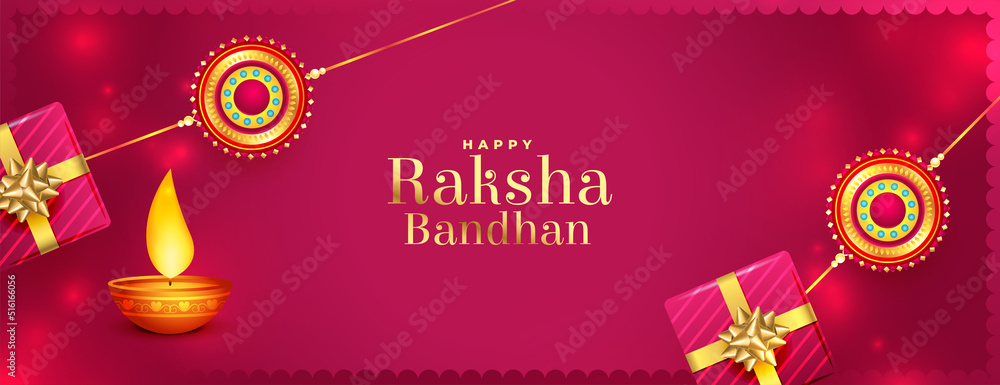 Happy raksha bandhan beautiful realistic traditional banner design
