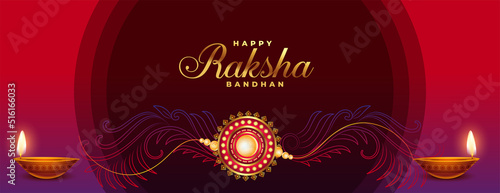 elegant floral style raksha bandhan festival background with diya and rakhi design