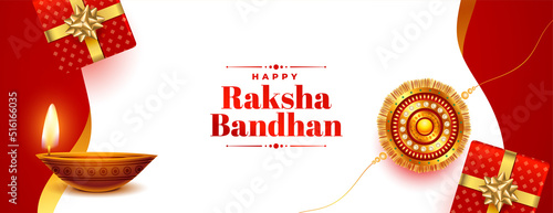 realistic decorative raksha bandhan festival wishes card banner