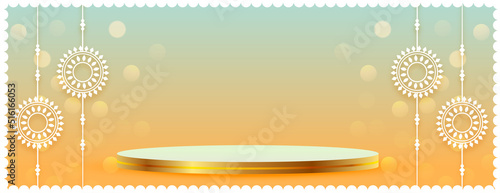 indian festival raksha bandhan greeting banner with 3d podium