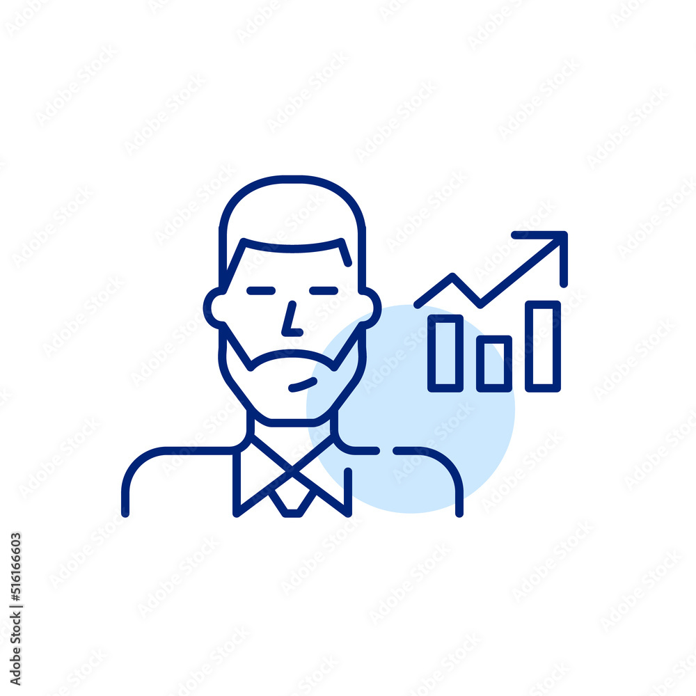 Growth strategy development specialist. Pixel perfect, editable stroke line art icon Growth strategy development specialist. Pixel perfect, editable stroke line art icon