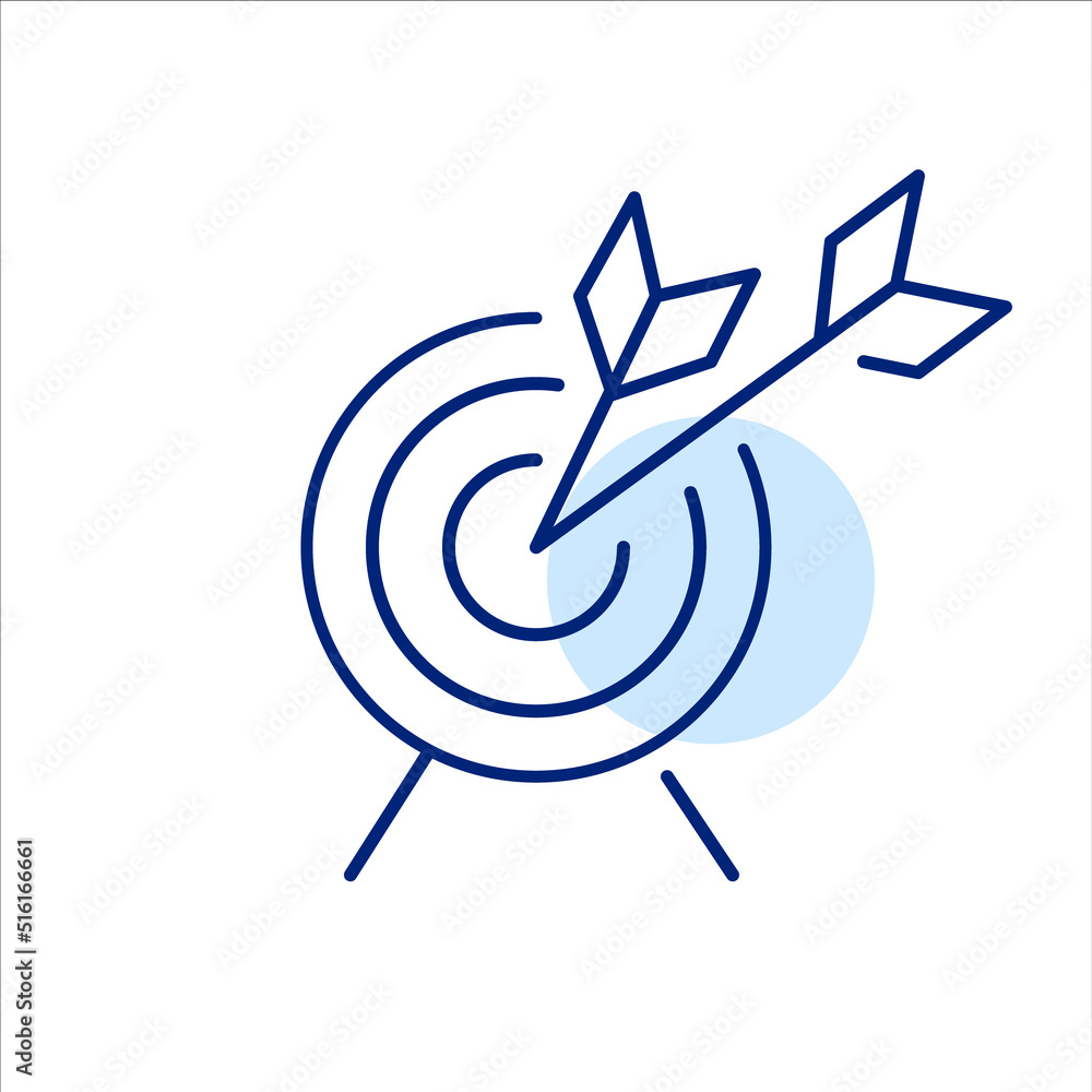 Arrows hitting target. Success and achievement. Pixel perfect, editable stroke line art icon Arrows hitting target. Success and achievement. Pixel perfect, editable stroke line art icon