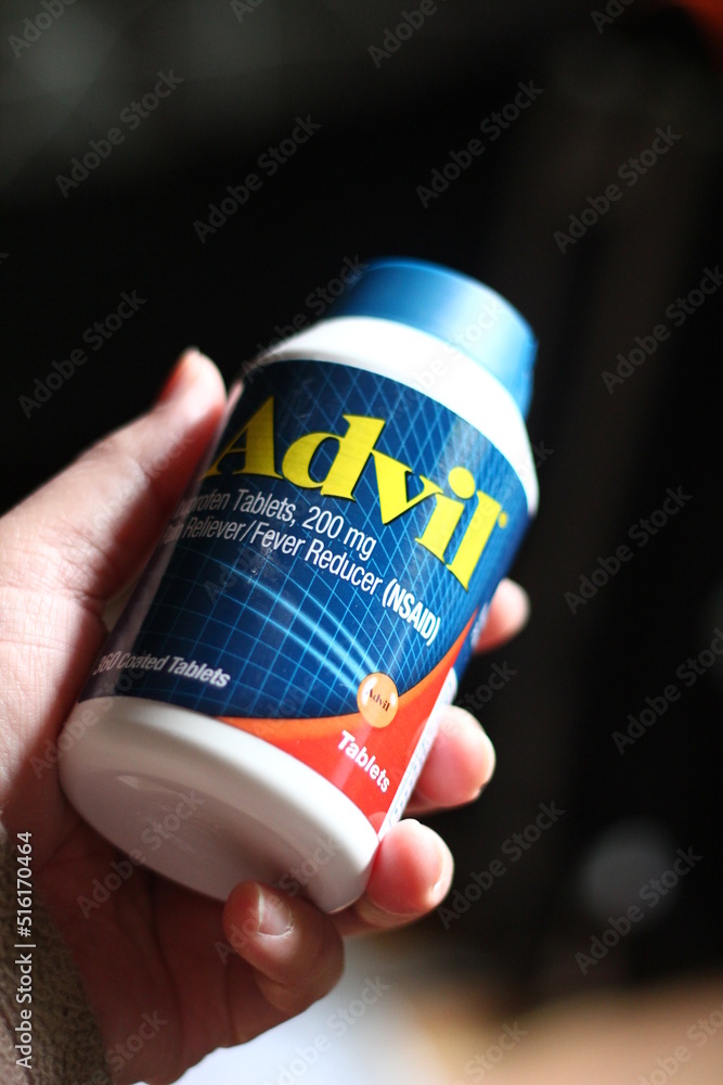 Washington, USA May 25 2022 pain reliever ibuprofen tablets 200 mg