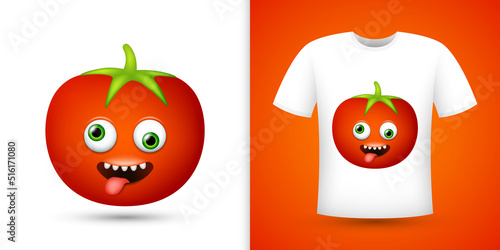 Tomato on white shirt. Vector