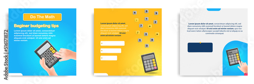 Social media post banner template, tips, tutorial, wisdom, advice, in 3D cartoon style. Financial and budgeting concept