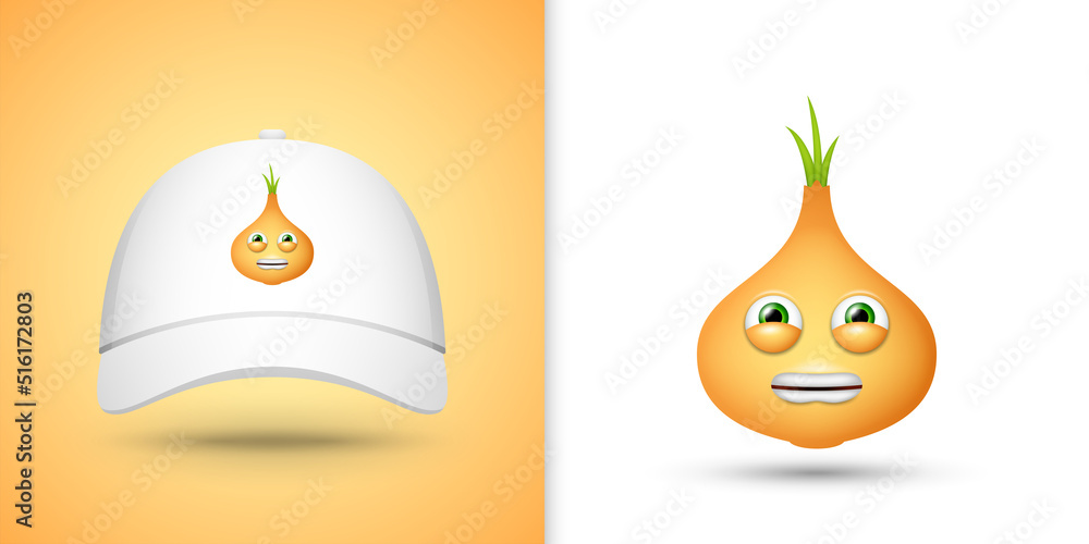 Yellow Onion on white baseball cap. Vector Yellow Onion on white baseball cap. Vector