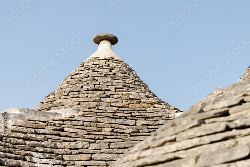 Unique Trulli houses with conical roofs in Alberobello  Italy.