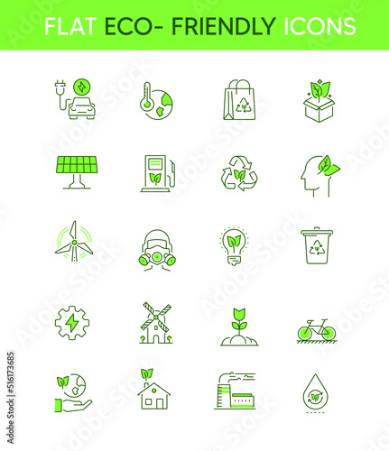 eco friendly web icon set, Set of ecology flat icons