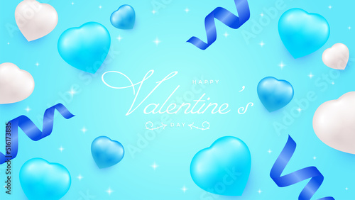 Valentine's Day With 3D Heart shaped. Vector Illustration For Backgrounde. Eps 10