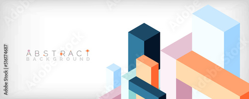 Abstract background. 3d cubes, cubic elements and blocks. Techno or business concept for wallpaper, banner, background, landing page