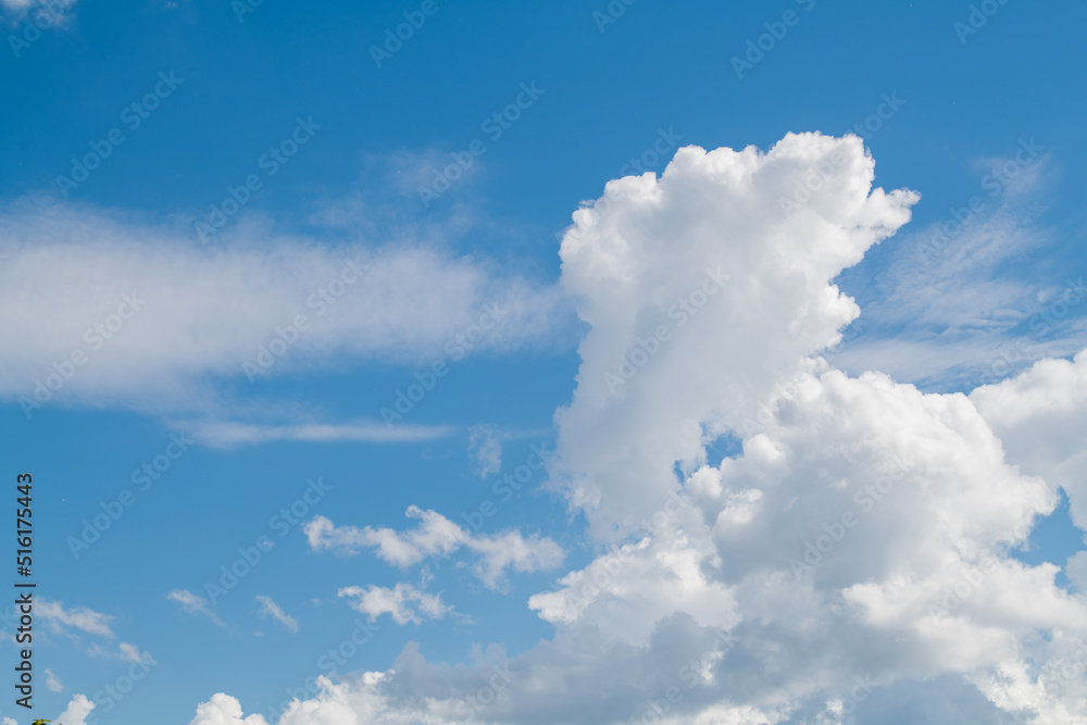 blue sky and white fluffy cloud horizon outdoor for background. blue sky and white fluffy cloud horizon outdoor for background.
