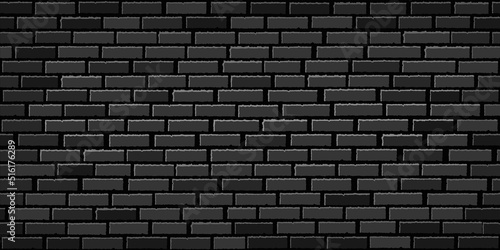 Vector Black Brick Wall Background.