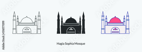 Картината върху платно Hagia Sophia Mosque in Istanbul icon in different style vector illustration