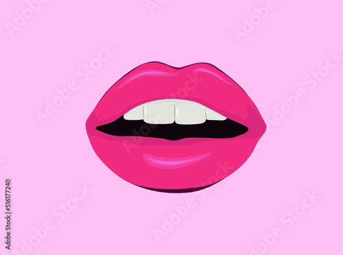 Lip collection.Vector illustration of sexy woman's lips expressing and Isolated.
