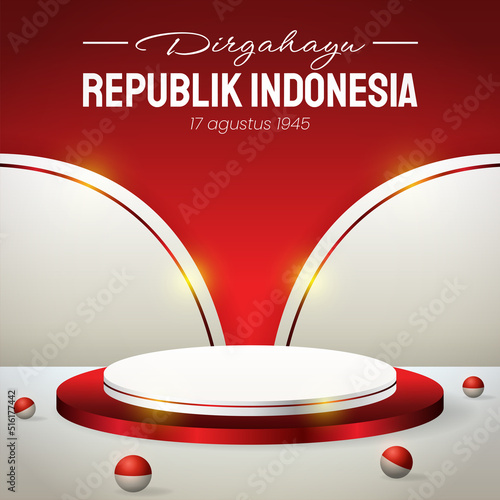 Podium display 3d red and white for Indonesia independence day 17th August