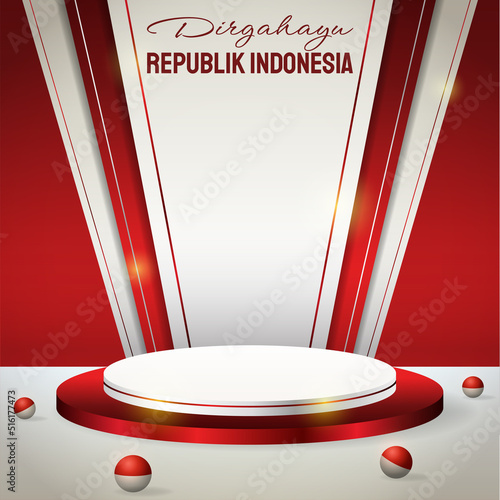 Podium display 3d red and white for Indonesia independence day 17th August