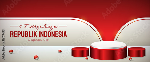 Podium display 3d red and white for Indonesia independence day 17th August