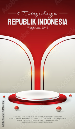 Podium display 3d red and white for Indonesia independence day 17th August