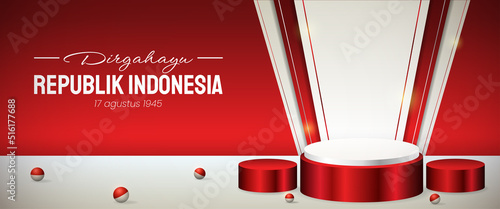 podium display 3d for Indonesia independence day 17th August banner page