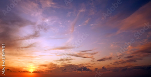Dramatic and impressive sunset sky background, beauty in nature landscape