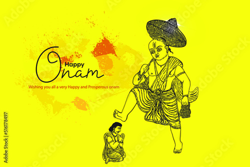 Happy Onam festival of South India Kerala King of Mahabali art vector illustration photo