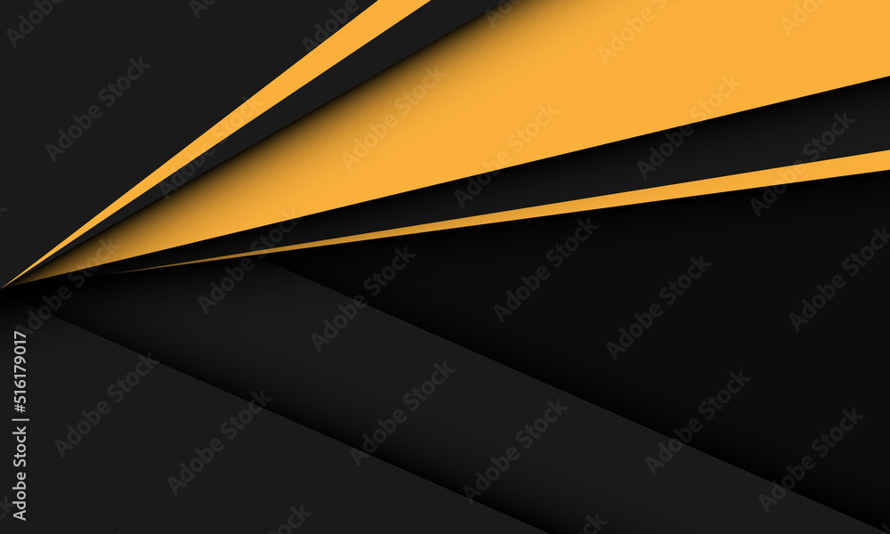 Abstract yellow triangle arrow direction dynamic on grey black shadow design modern futuristic background vector