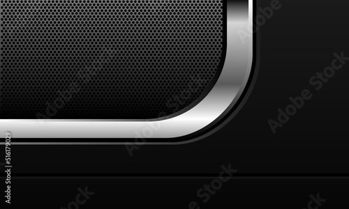 Abstract silver line curve grey circle mesh metallic design modern futuristic background vector
