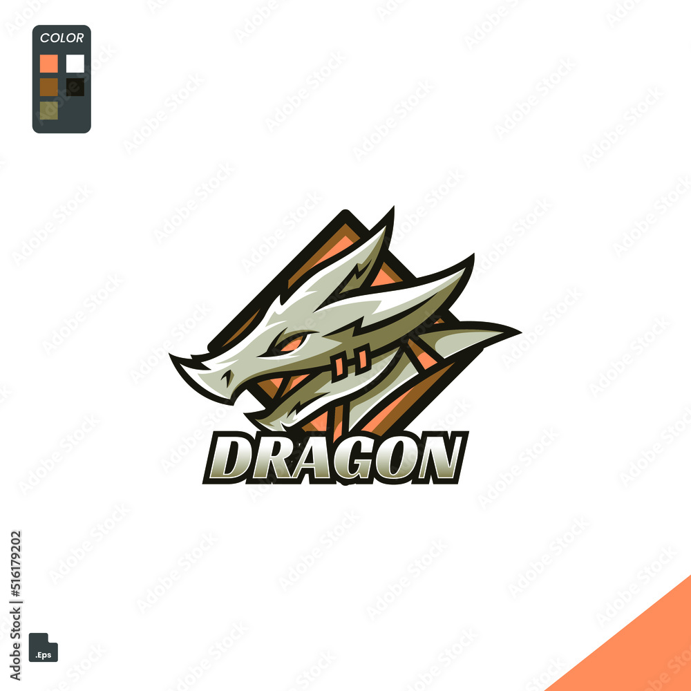 dragon mascot esports logo design in white background