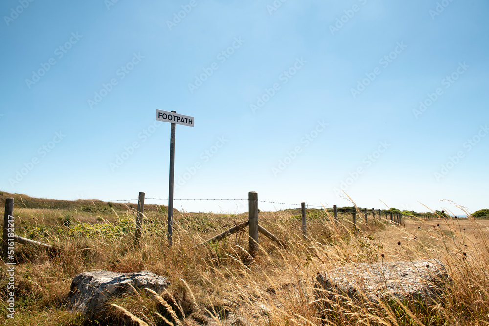 Footpath sign in rural area