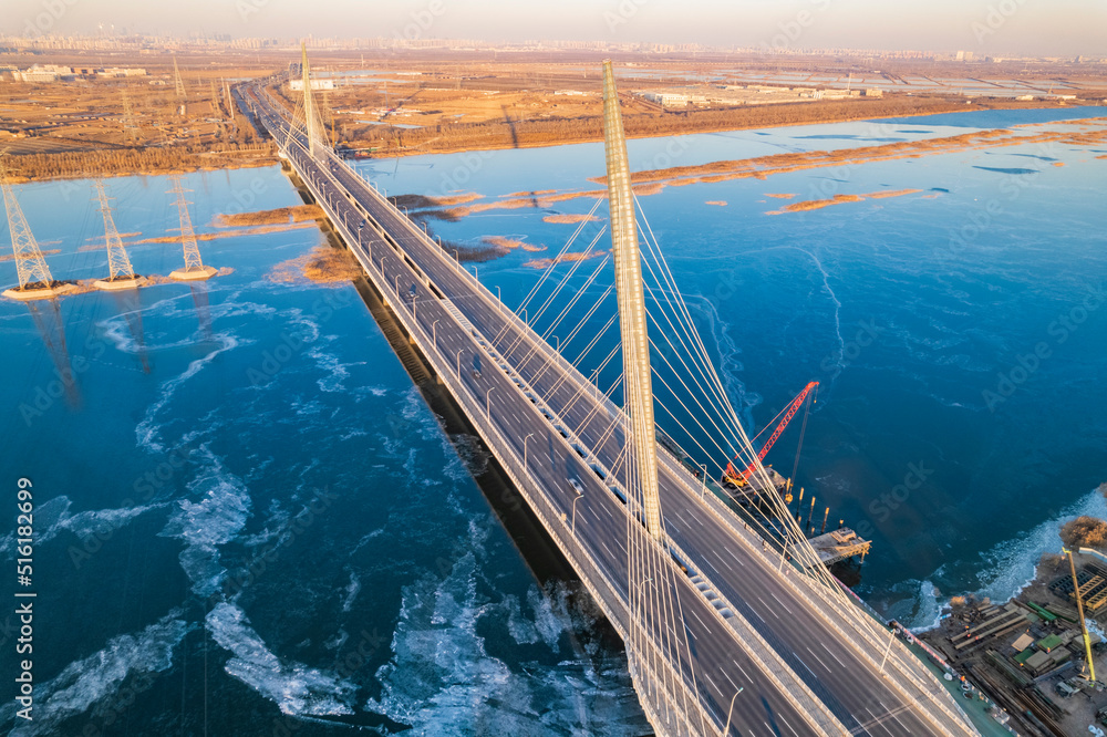 Bridges over rivers in winter