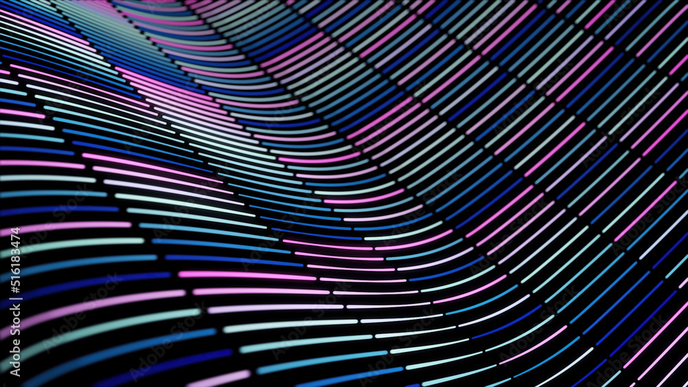 Colorful wavy texture of narrow lines devided into small segments ...