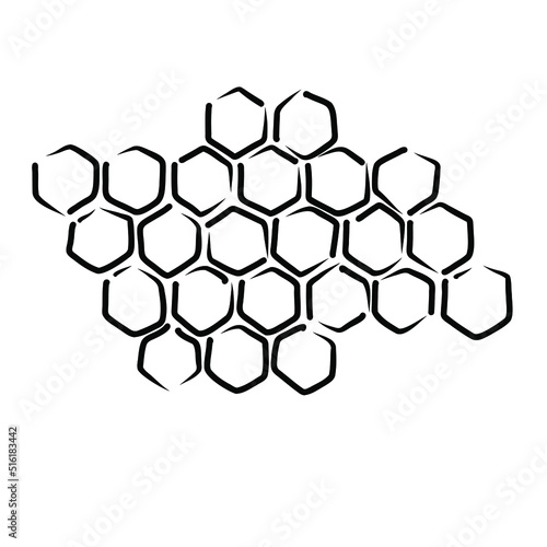 hand drawn honeycomb. propolis honeycomb sketch. hand drawn honey comb. Black and white image bee wax. Bee honey and propolis doodle vector.