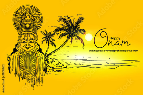 Kerala onam vector illustration kathakali art south India