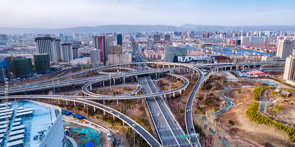 Aerial photography of Xing'an South Road Overpass in Hohhot, Inner Mongolia, China