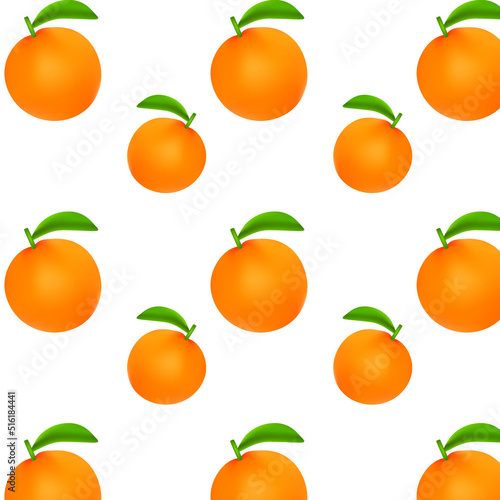 fresh orange fruit with green leaves seamless pattern vector illustration  tropical fruit  on white background logo symbol design poster flyer clothing design wrapping paper