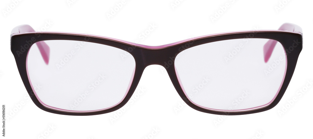 Black and pink stylish fashion glasses, isolated on white background Black and pink stylish fashion glasses, isolated on white background