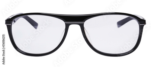Black stylish fashion glasses, isolated on white background