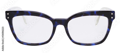 Black and blue stylish fashion glasses, isolated on white background