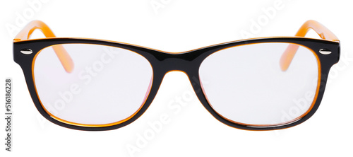 Black and yellow stylish fashion glasses, isolated on white background