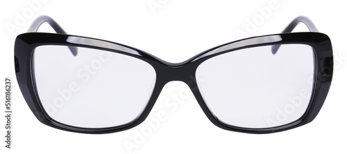 Black stylish fashion glasses, isolated on white background
