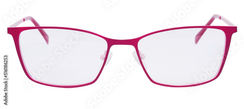 Pink stylish fashion glasses, isolated on white background