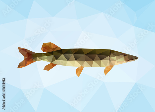 Polygon pike. Triangle vector fish