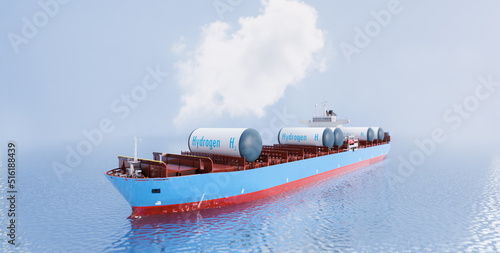 3d hydrogen tank shipping container, clean energy and green power concept, 3d illustration rendering