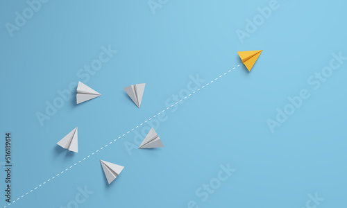 Fotografie Individual and innovator leader paper airplane changing direction