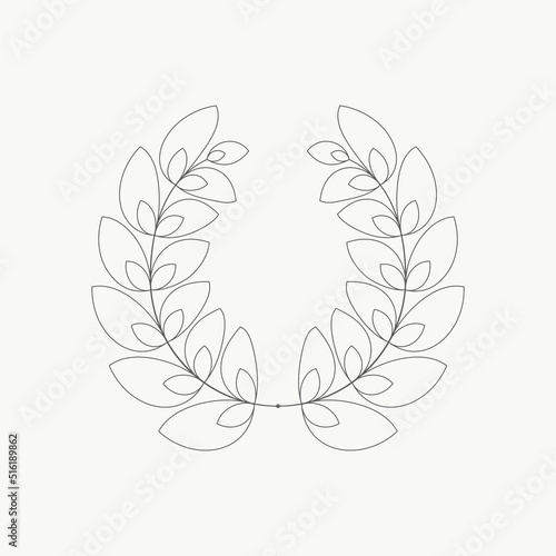 Floral frame with leaves isolated on white background