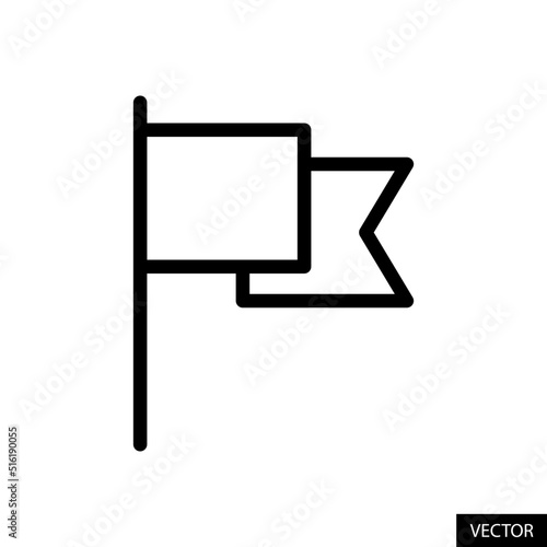 Flag banner, Goal Achievement, Report concept vector icon in line style design for website, app, UI, isolated on white background. Editable stroke. Vector illustration.