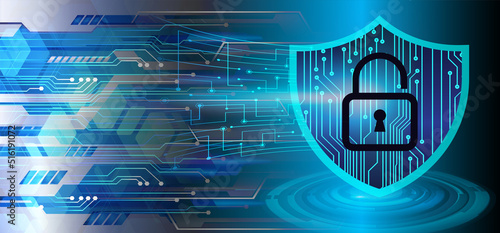 Closed Padlock on digital background, cyber security